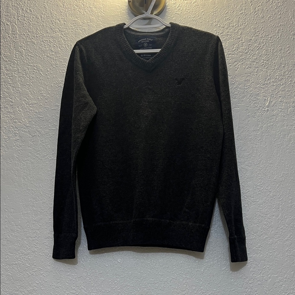 American Eagle Outfitters Charcoal V-Neck Sweater